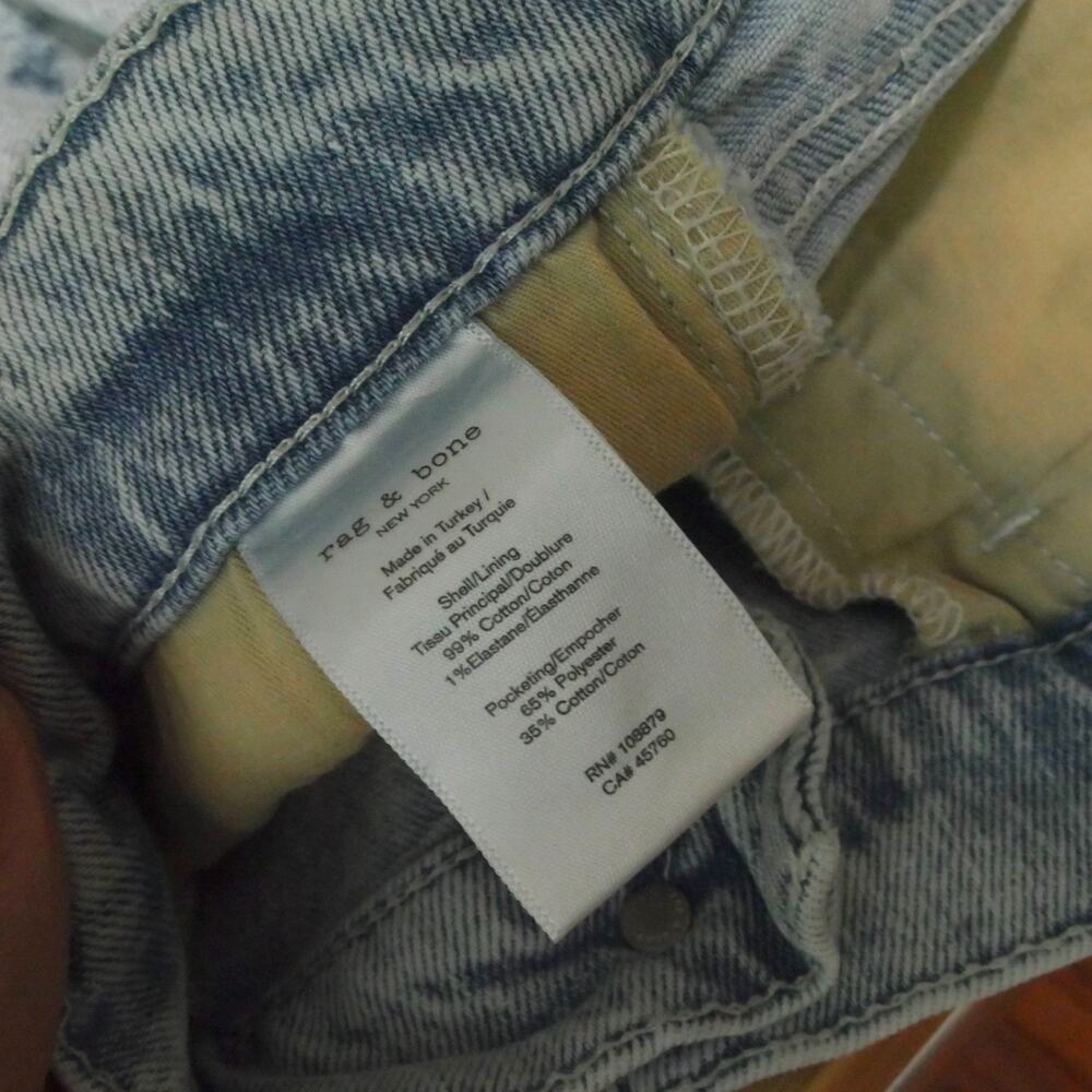 Rag & Bone Harlow Mid Rise Straight Jeans Size 32 Light Wash Raw Hem Raquel - Picture 12 of 12